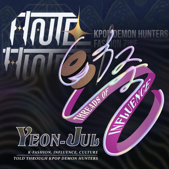 연줄 Yeon-Jul : Threads of Influence rebranding from Haute Hunters Haute Hunters' logo being faded in by a black background with light shimmering threads, featuring a spool of thread and a needle titled, Yeon-Jul: Threads of Influence.
